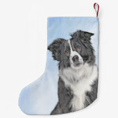 コリー縁どズ絵画 – かわいいオリジナルドッグアート スモールクリスマスストッキング (裏面)