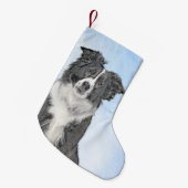 コリー縁どズ絵画 – かわいいオリジナルドッグアート スモールクリスマスストッキング (正面 (吊り時))