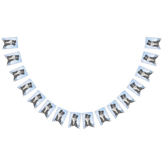 コリー縁どズ絵画 – かわいいオリジナルドッグアート バンティングフラッグ (全)