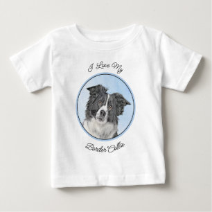 コリー縁どズ絵画 – かわいいオリジナルドッグアート ベビーTシャツ