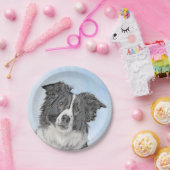 コリー縁どズ絵画 – かわいいオリジナルドッグアート ペーパープレート (パーティー)