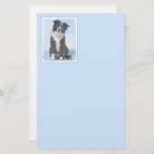 コリー縁どズ絵画 – かわいいオリジナルドッグアート 便箋 (正面/裏面)