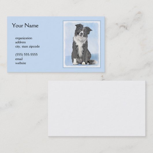 コリー縁どズ絵画 – かわいいオリジナルドッグアート 名刺 (正面/裏面)
