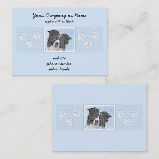 コリー縁どズ絵画 – かわいいオリジナルドッグアート 名刺 (正面/裏面)