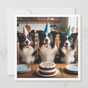 コリー縁どズ、犬の誕生日カード、犬 招待状