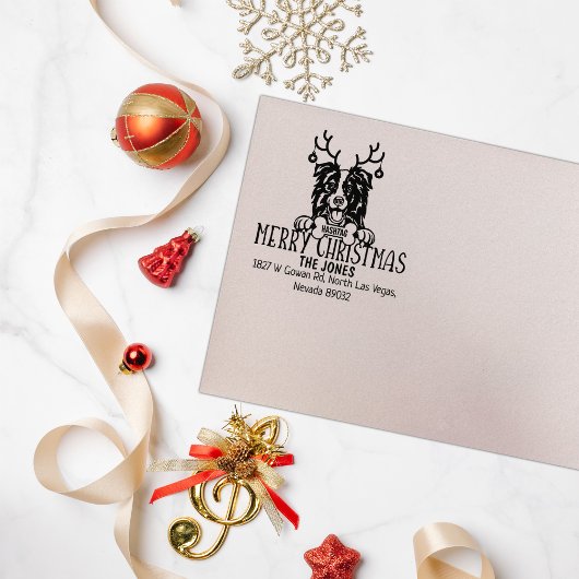 コリー縁どドグクリスマス差出人住所 ラバースタンプ