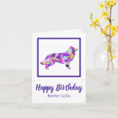 コリー縁どドグシルエットPPY&B誕生日 カード (黄色い花)