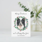 コリー縁どドグメリーエレガントクリスマス シーズンポストカード (スタンド正面)