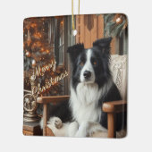 コリー縁どドグラバークリスマスギフトオーナメント セラミックオーナメント (左)