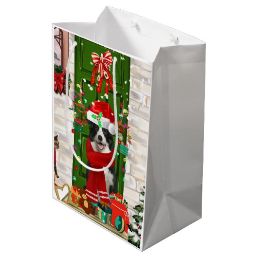 コリー縁どドグ・クリスマス ミディアムペーパーバッグ (裏面アングル)