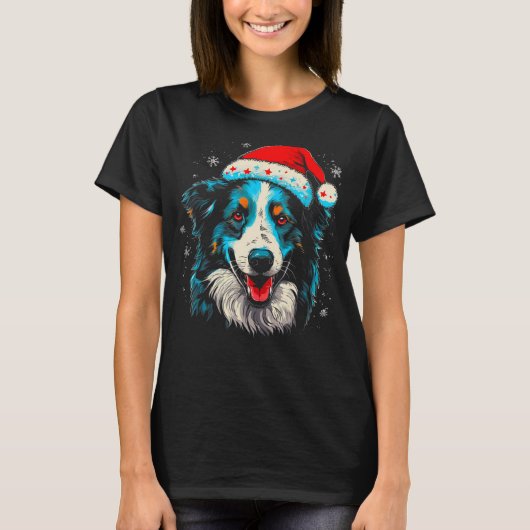 コリー縁どドグ・クリスマス Tシャツ (正面)