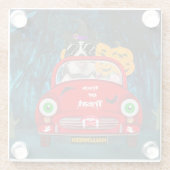 コリー縁どドッグの車を運転する怖いハロウィン ガラスコースター (裏面)