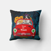 コリー縁どドッグの車を運転する怖いハロウィン クッション (裏面)