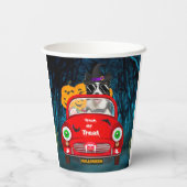 コリー縁どドッグの車を運転する怖いハロウィン 紙コップ (裏面)