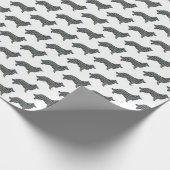 コリー縁どドッグイエロー&ブラックグリッドラインホワイト ラッピングペーパー (角)