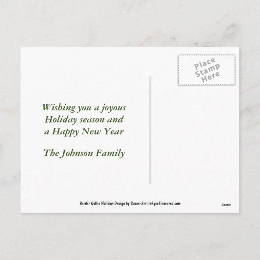 コリー縁どドッグクリスマスの休日はがき シーズンポストカード (裏面)