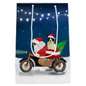 コリー縁どドッグクリスマスサンタクロース ミディアムペーパーバッグ (裏面)