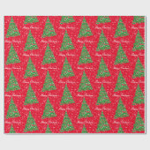 コリー縁どドッグクリスマスツリーホリデースターレッド ラッピングペーパー (フラット)