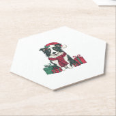 コリー縁どドッグクリスマスパーティーホリデーサンタ ペーパーコースター (アングル)
