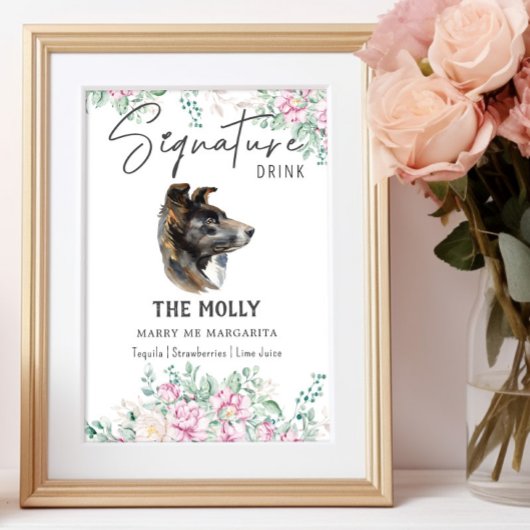 コリー縁どドッグシグネチャーのドリンク看板 ポスター