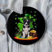 コリー縁どドッグシャムロックSt patricks dayドッグイリ 缶バッジ (インサイチュ)