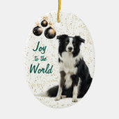 コリー縁どドッグジョイへ世界のクリスマス セラミックオーナメント (正面)