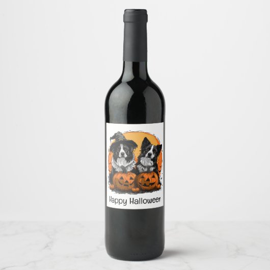 コリー縁どドッグスハロウィンジャックOランタン ワインラベル (正面)