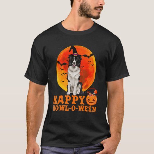 コリー縁どドッグハロウィンハッピーハウルO Ween Do Tシャツ (正面)
