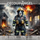 コリー縁どドッグファイアフィギューター – Decompage - 薄葉紙