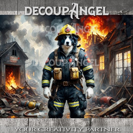 コリー縁どドッグファイアフィギューター – Decompage - 薄葉紙