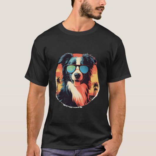 コリー縁どドッグメンズウィメンズキッズ Tシャツ (正面)