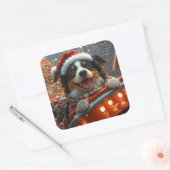 コリー縁どドッグローラーコースタークリスマス スクエアシール (封筒)