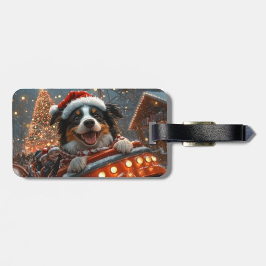 コリー縁どドッグローラーコースタークリスマス ラゲッジタグ (裏面横)