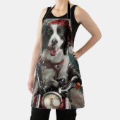 コリー縁どドッグ乗りオートバイのクリスマス エプロン (インサイチュ)