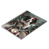 コリー縁どドッグ乗りオートバイのクリスマス ノートブック (左側)