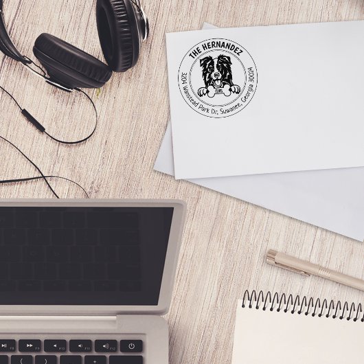 コリー縁どドッグ差出人住所ファミリー ラバースタンプ