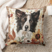 コリー縁どドッグ秋ウォーター色の花 クッション (ブランケット)