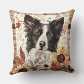 コリー縁どドッグ秋ウォーター色の花 クッション (裏面)