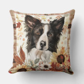 コリー縁どドッグ秋ウォーター色の花 クッション (正面)