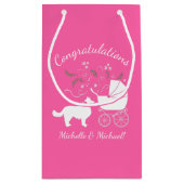 コリー縁どドッグ赤ちゃんシャワーパピーピンクガール スモールペーパーバッグ (裏面)