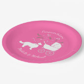 コリー縁どドッグ赤ちゃんシャワーパピーピンクガール ペーパープレート (アングル)