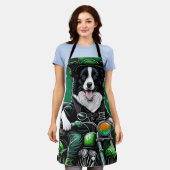 コリー縁どドッグ運転自転車セントパトリックの日 エプロン (着用した状態)