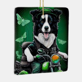 コリー縁どドッグ運転自転車セントパトリックの日 セラミックオーナメント (右)