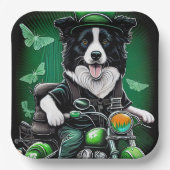 コリー縁どドッグ運転自転車セントパトリックの日 ペーパープレート (正面)