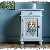 コリー縁どドッグ、ブルースカーフ、雪BZ3デコページ 薄葉紙