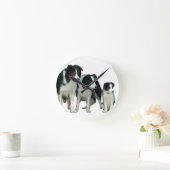 コリー縁どドッグ ラウンド壁時計 (ホーム)