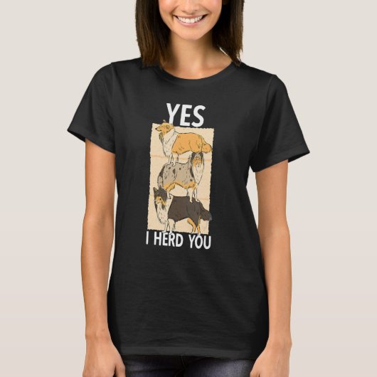コリー縁どドッグYesお前を導く Tシャツ (正面)