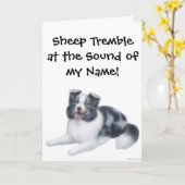 コリー縁どハディング犬グリーティングカード カード (黄色い花)