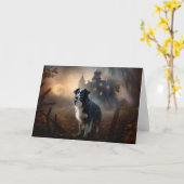 コリー縁どハロウィーン怖い カード (黄色い花)