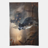 コリー縁どハロウィーン怖い キッチンタオル (縦)